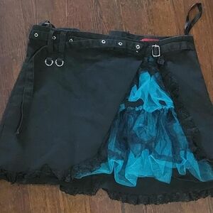 Tripp NYC Black Mini Skirt with Teal Accents